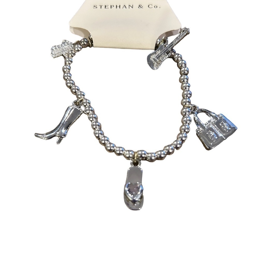 Stephan & Co. Silver Tone Stretch Charm Bracelet - Picture 8 of 9